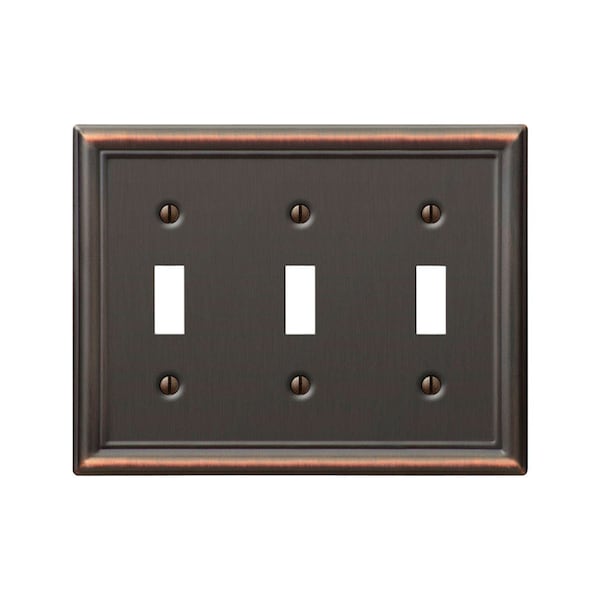 Amerelle Amerelle Chelsea Aged Bronze 3 gang Stamped Steel Toggle Wall Plate 1 pk 149TTTDB - main